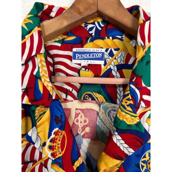 Vintage Pendleton TALL Womens 12 Large Captain Nautical Flag Button Up Shirt i - Picture 9 of 9